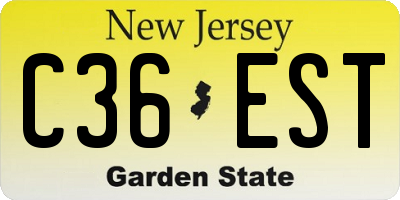 NJ license plate C36EST