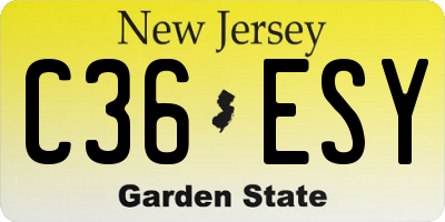 NJ license plate C36ESY