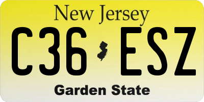NJ license plate C36ESZ