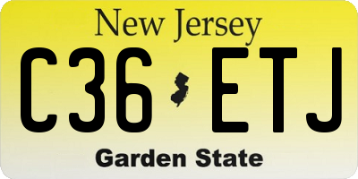 NJ license plate C36ETJ