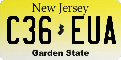 NJ license plate C36EUA