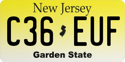 NJ license plate C36EUF