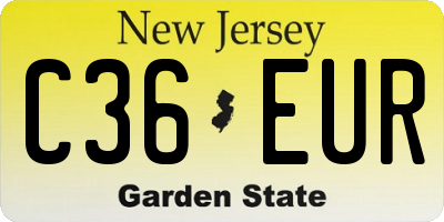 NJ license plate C36EUR