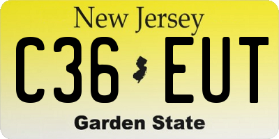 NJ license plate C36EUT