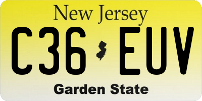 NJ license plate C36EUV