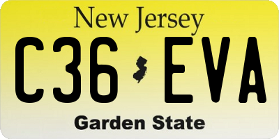 NJ license plate C36EVA
