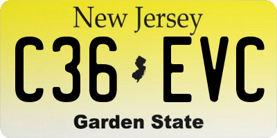 NJ license plate C36EVC