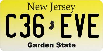 NJ license plate C36EVE
