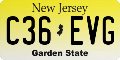 NJ license plate C36EVG