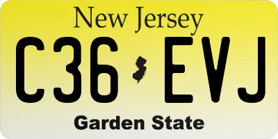 NJ license plate C36EVJ