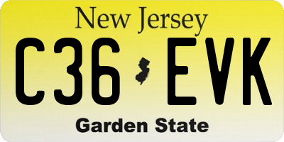 NJ license plate C36EVK