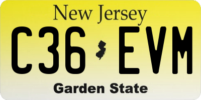 NJ license plate C36EVM
