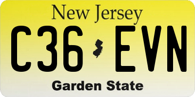 NJ license plate C36EVN