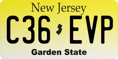 NJ license plate C36EVP