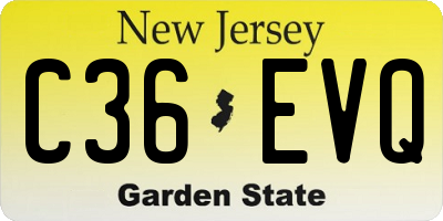 NJ license plate C36EVQ