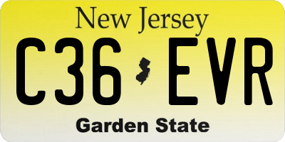NJ license plate C36EVR