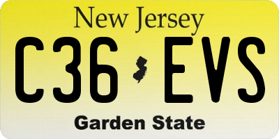NJ license plate C36EVS