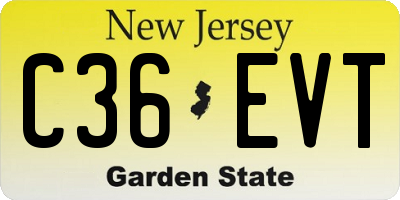 NJ license plate C36EVT