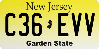 NJ license plate C36EVV