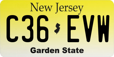 NJ license plate C36EVW