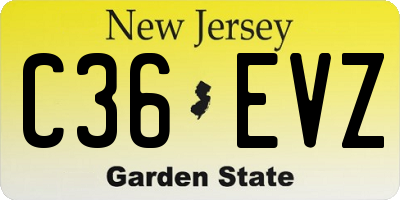 NJ license plate C36EVZ