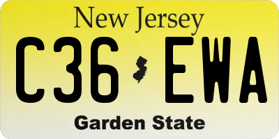 NJ license plate C36EWA