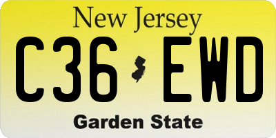 NJ license plate C36EWD