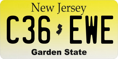 NJ license plate C36EWE