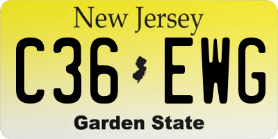 NJ license plate C36EWG