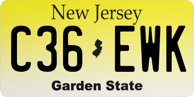 NJ license plate C36EWK