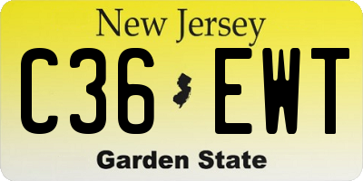 NJ license plate C36EWT