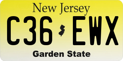 NJ license plate C36EWX