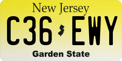 NJ license plate C36EWY