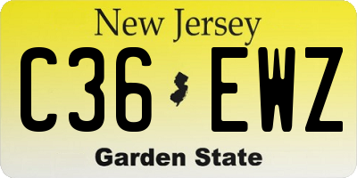 NJ license plate C36EWZ