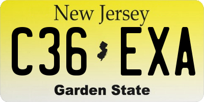 NJ license plate C36EXA