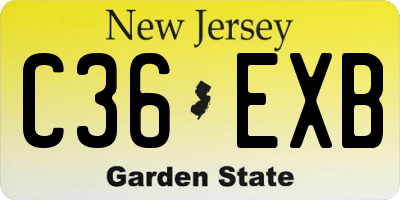 NJ license plate C36EXB