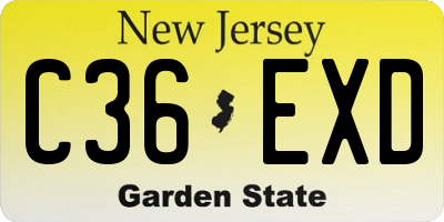 NJ license plate C36EXD