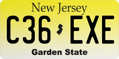NJ license plate C36EXE