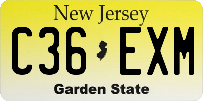 NJ license plate C36EXM