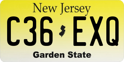 NJ license plate C36EXQ