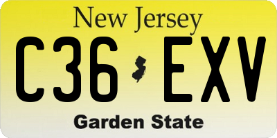 NJ license plate C36EXV