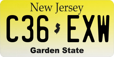 NJ license plate C36EXW