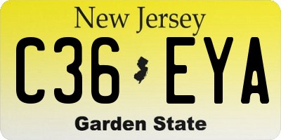 NJ license plate C36EYA