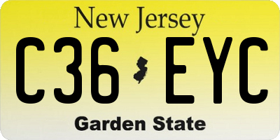 NJ license plate C36EYC