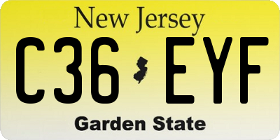 NJ license plate C36EYF
