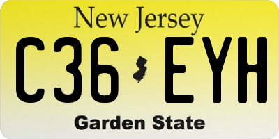 NJ license plate C36EYH