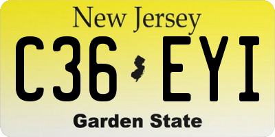 NJ license plate C36EYI