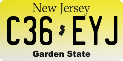 NJ license plate C36EYJ
