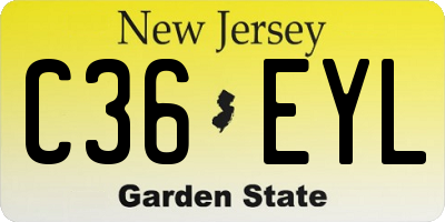 NJ license plate C36EYL