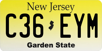 NJ license plate C36EYM